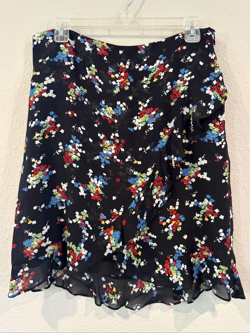Ralph By Ralph Lauren Womens Vintage Black Multicolor Floral 100% Rayon Skirt 10